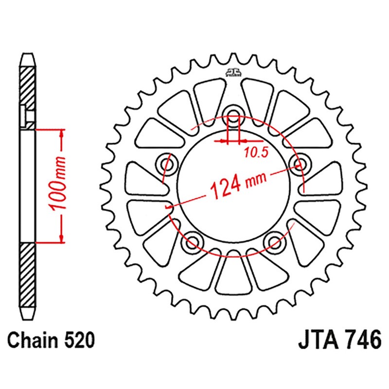 Alu.Rear Sprocket 7075T6JTA 746 z46 Blk for DUCATI Monster 797 17-20 and other model Sprockets JT