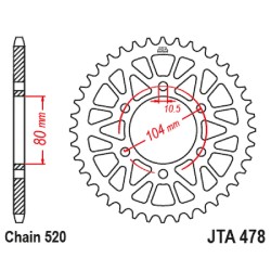 Corona All.7075T6 Jta 478 z46GLD per KAWASAKI ER-6F/N 06-16 e altri modelli