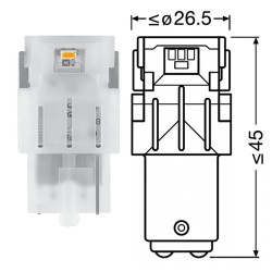 Blister 2 Lamp.Osram Led P21/5W BAY15D White Ledriving Sl Lampadine OSRAM
