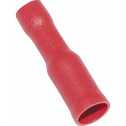 Scatola 100PZ Faston Cilindrico Isolato Femmina Rosso