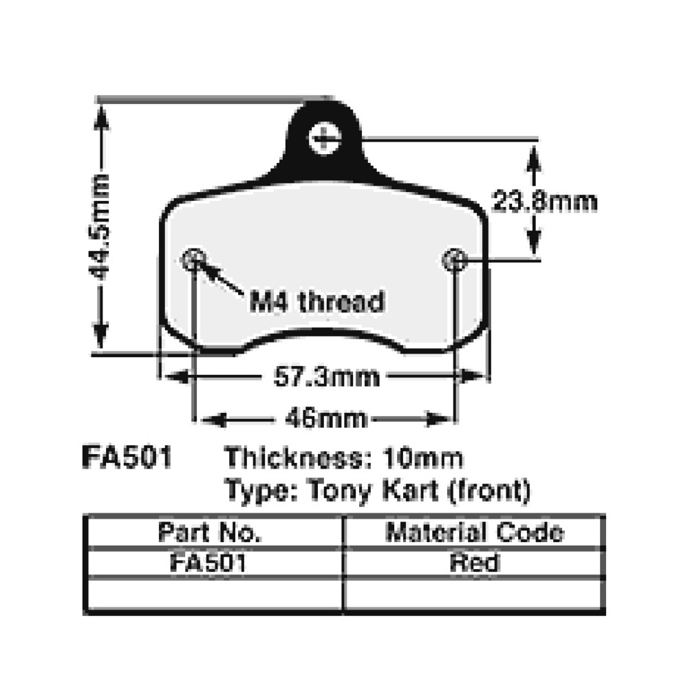 Kart Brake Pads 10 Mm REDFA501 - FA501