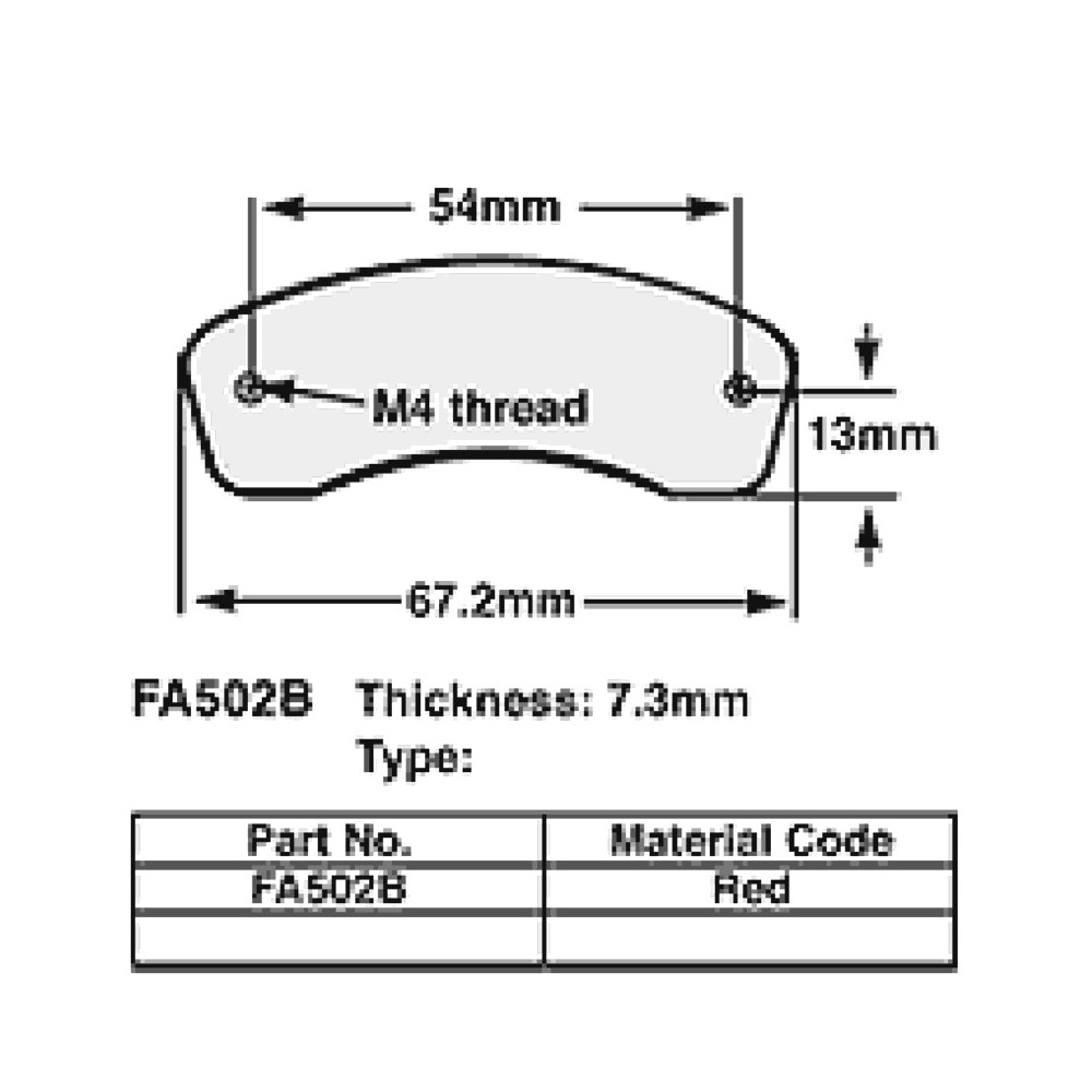 Kart Brake Pads 7,3 Mm REDFA502B - FA502B