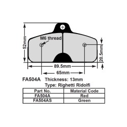 Kart Brake Pads 13 Mm REDFA504A - FA504A