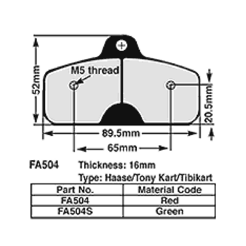 Kart Brake Pads 16 Mm GREENFA504S - FA504S