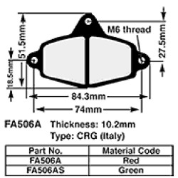 Kart Brake Pads 10,2 Mm REDFA506A - FA506A