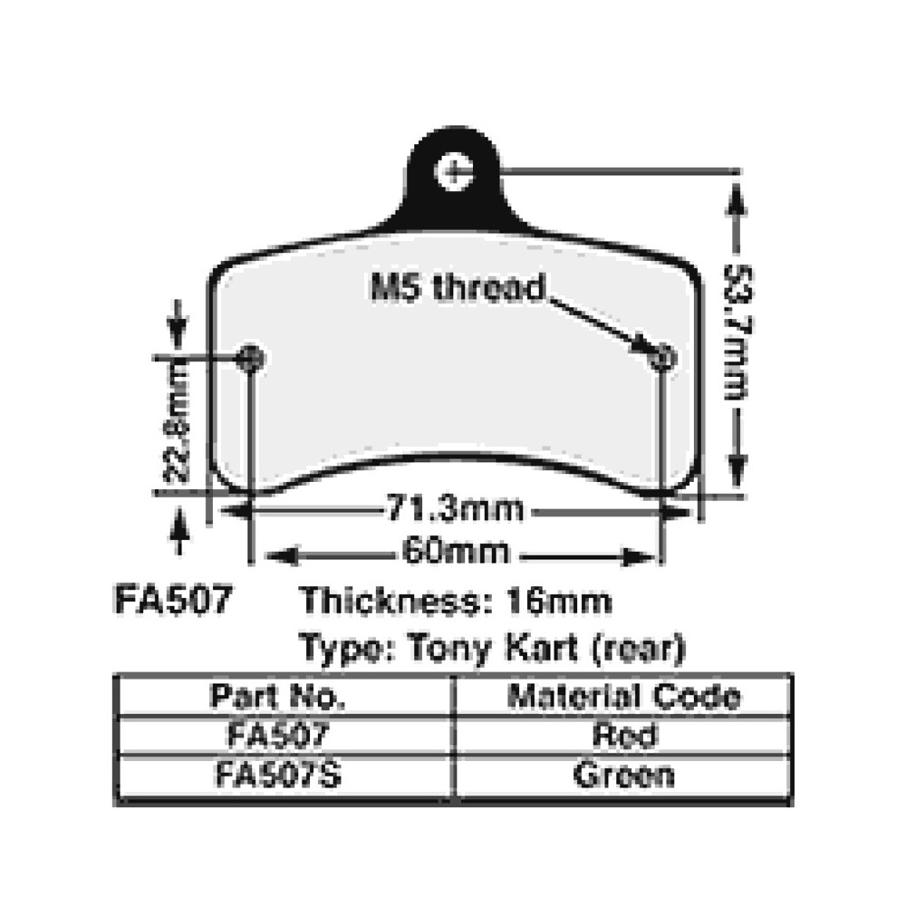 Kart Brake Pads 16 Mm GREENFA507S - FA507S