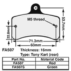 Kart Brake Pads 16 Mm GREENFA507S - FA507S