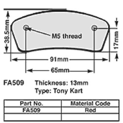Kart Brake Pads 13 Mm REDFA509 - FA509