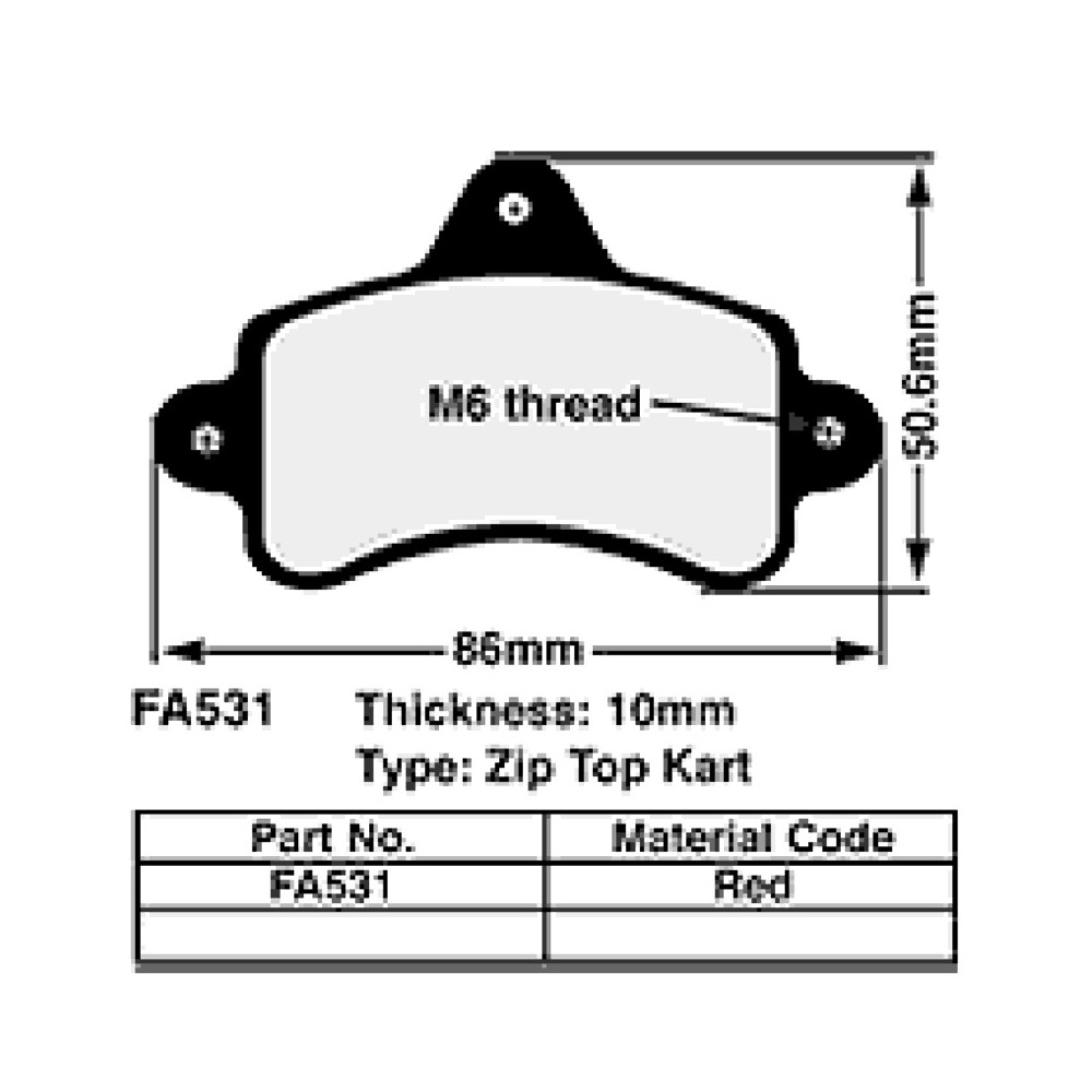 Kart Brake Pads 10 Mm REDFA531 - FA531
