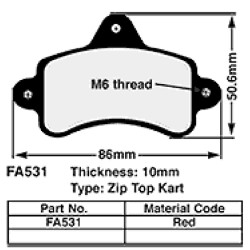 Kart Brake Pads 10 Mm REDFA531 Brake Pads EBC