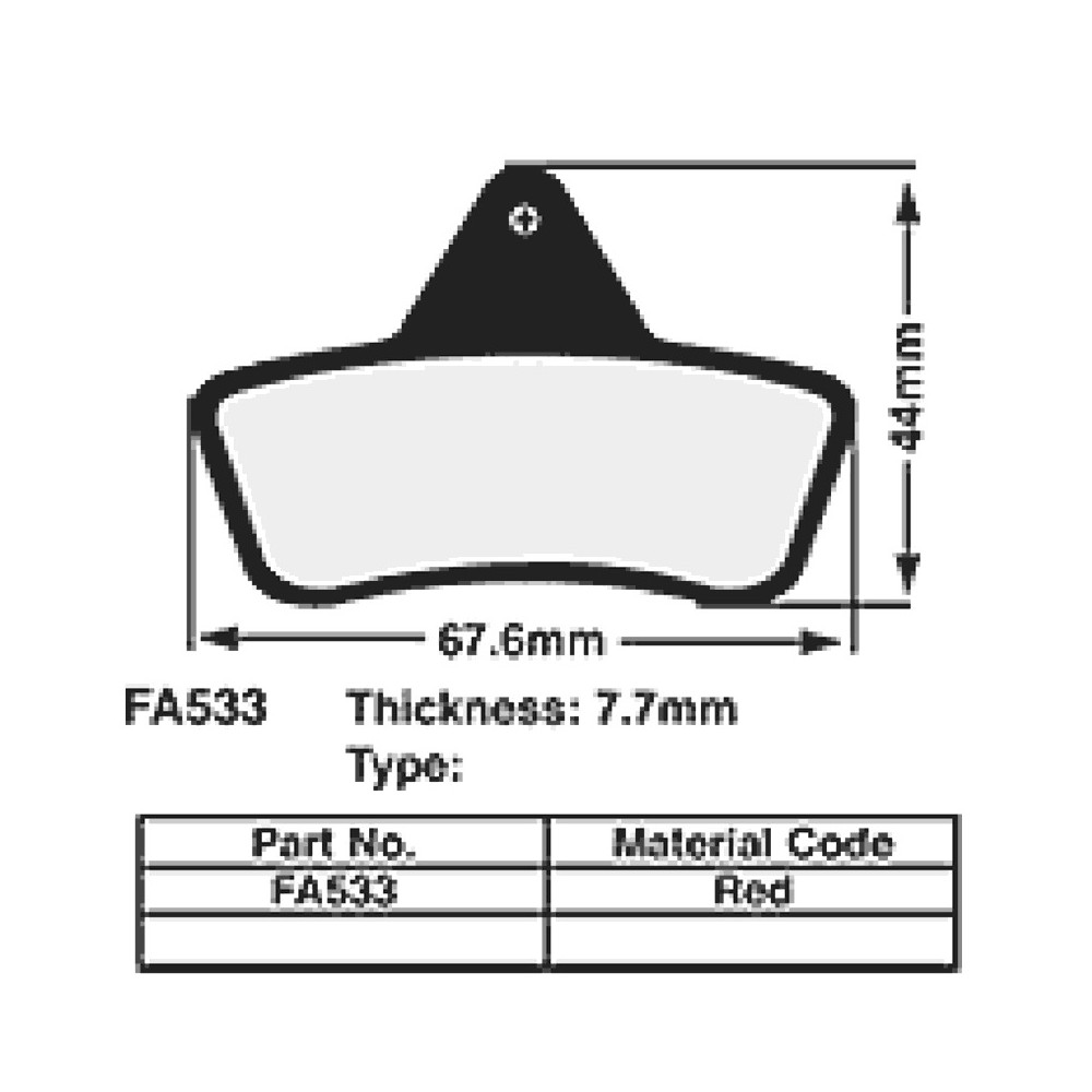 Kart Brake Pads 7,7 Mm REDFA533 - FA533