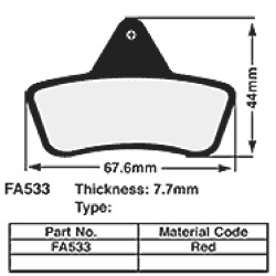 Kart Brake Pads 7,7 Mm REDFA533 - FA533