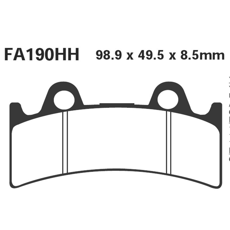 Pastiglie Hh Yamaha YZF750 -97ANT. Plaquettes de frein EBC