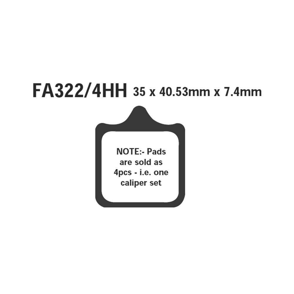 Set Brake Pads Hh Aprilia RSV1000 01- Front 2CP 4PZ - FA322/4HH