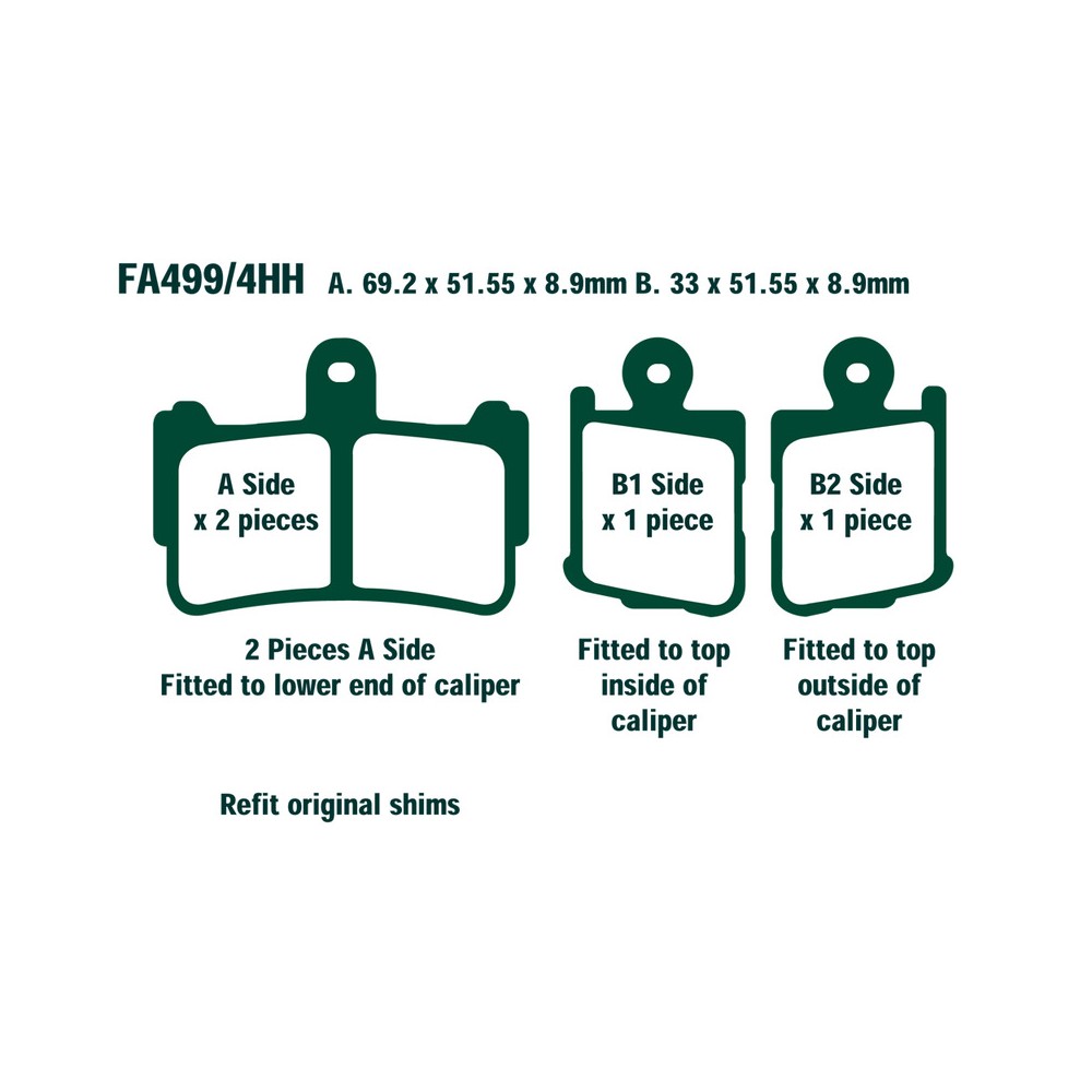 Brake Pads Hh Honda VFR1200FRONT - FA499/4HH