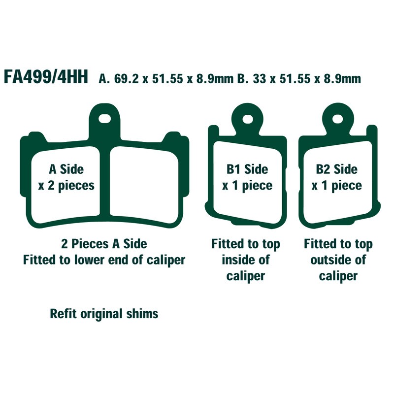 Pastiglie Hh Honda VFR1200 Ant per HONDA VFR 00 10- Pastillas de freno EBC