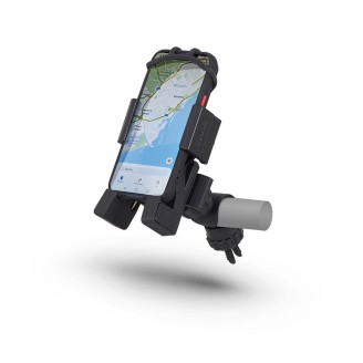 Supports Téléphone | Le support téléphone maintient le smartphone ou le GPS fixé sur le guidon ou la tige du rétroviseur, bien visible pendant la conduite. Il permet de suivre l'itinéraire, répondre aux appels ou consulter une application sans sortir le téléphone de la poche.Vous trouverez ici des fixations Cliqr, des prises DIN, des supports de rétroviseur avec housse étanche et des rallonges pour prise d'air des marques OXFORD et SHAD. Le choix dépend du point de fixation de votre moto (guidon, rétroviseur, prise d'air), du diamètre du tube et de la taille de votre téléphone.