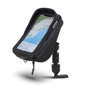 Soportes para Móvil | El soporte para móvil sujeta el smartphone o el navegador al manillar o al vástago del retrovisor, bien visible mientras se conduce. Sirve para seguir la ruta, atender llamadas o consultar una app sin sacar el teléfono del bolsillo.Aquí encuentras anclajes Cliqr, tomas DIN, soportes de retrovisor con funda impermeable y alargadores para la toma de aire de las marcas OXFORD y SHAD. La elección depende del punto de sujeción de tu moto (manillar, retrovisor, toma de aire), el diámetro del tubo y el tamaño del móvil.