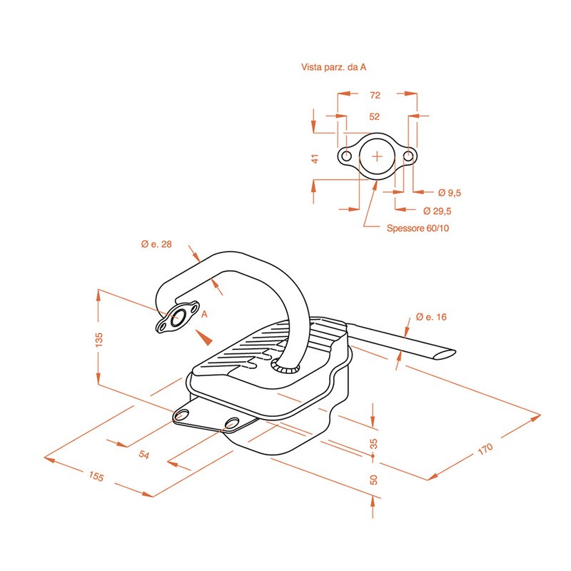 Marmitta Sitopiaggio Ape 50 per PIAGGIO Ape 50 nd Échappements SITO