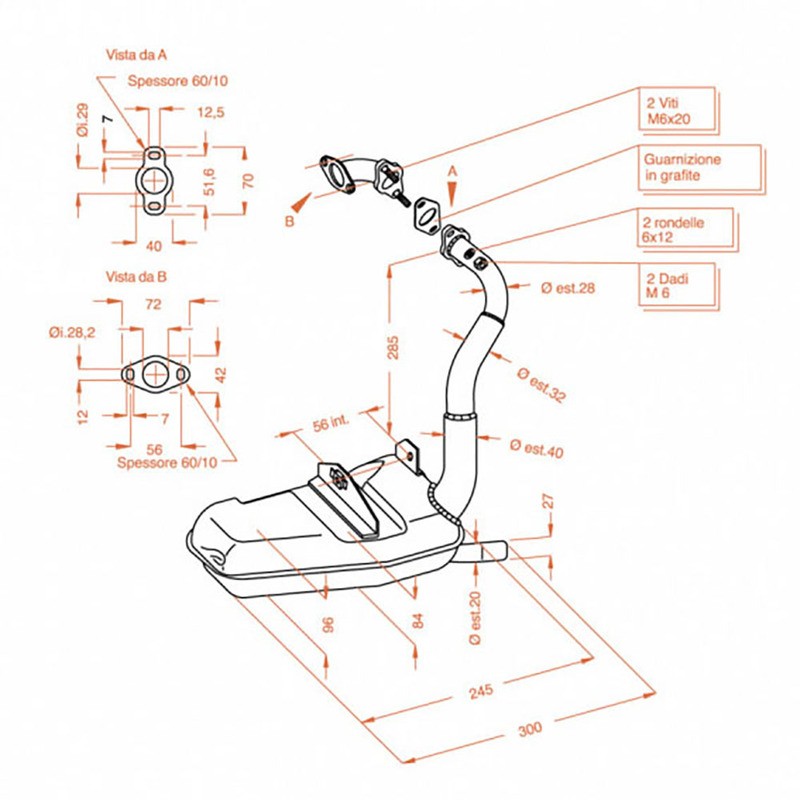 Marmitta Sitopluspiaggio Vespa Pk 125 per PIAGGIO Vespa PK 1 25 Échappements SITO
