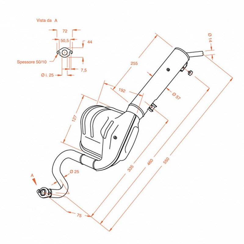Marmitta Sitoplushonda Pk 50 90-97 Con Flangia per HONDA PK 50 90-97 Sistemas de escape SITO