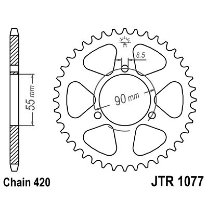 Corona Jt 1077 z47 per RIEJU 50 RS2/matriX/pro 03-09 e altri modelli Corone JT