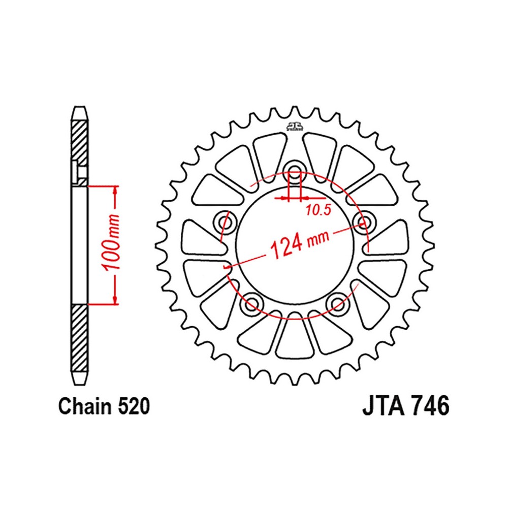 Alu.Rear Sprocket 7075T6JTA 746 z43 Blk - JTA746.43BLK