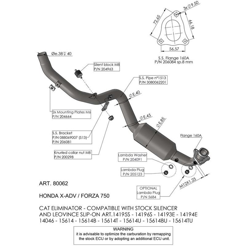 Exhaust Pipes Hondax-Adv 750 17- for HONDA X-Adv 750 17- Collectors and fittings LEOVINCE