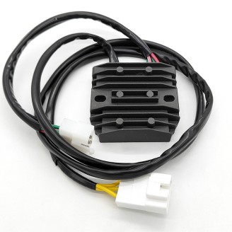 Régulateurs | Le régulateur de tension contrôle la charge envoyée par l'alternateur à la batterie et évite les surtensions qui endommagent le circuit électrique. Un régulateur défectueux entraîne une batterie à plat, des feux instables ou une charge absente, une panne électrique fréquente sur moto et scooter.Cette catégorie regroupe des régulateurs pour scooters, routières, customs et Ape Car, des marques MAGNETI MARELLI, RM STATOR, WAI, ELECTROSPORT, SUN, OKYAMI, TOURMAX et RMS, ainsi que des diodes régulatrices pour alternateurs. Pour choisir la bonne pièce, vérifiez le modèle et l'année de votre engin, ou comparez le code d'origine avec celui indiqué sur la fiche produit.