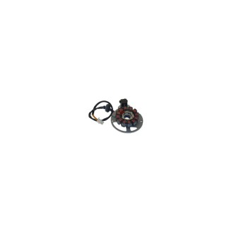 Estatores | El estator es el componente del alternador que genera la corriente para cargar la batería y alimentar la instalación eléctrica de la moto o el scooter. Si está dañado o las bobinas están quemadas, la batería deja de cargarse y pueden aparecer testigos encendidos o falta de corriente en los consumos eléctricos.En esta categoría encuentras estatores Magneti Marelli, Electrosport, Tourmax, RMS, RM Stator, Okyami, Rms Classic y WAI para scooters como Sym Symphony, Vespa PK y Ape, y para motos como Suzuki DR y GSX-R, Yamaha YZF-R1 y YZ 250 F, Honda CTX700 y VT Shadow, Triumph Street Triple. Elige la pieza correcta según el modelo y el año del vehículo o el código original que lleva la pieza a sustituir.