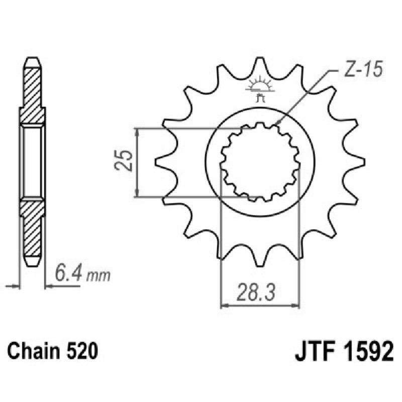 Front Sprocket Jt 1592 z14 for YAMAHA Quad YZF 450 R 09-22 and other model Pignoni JT