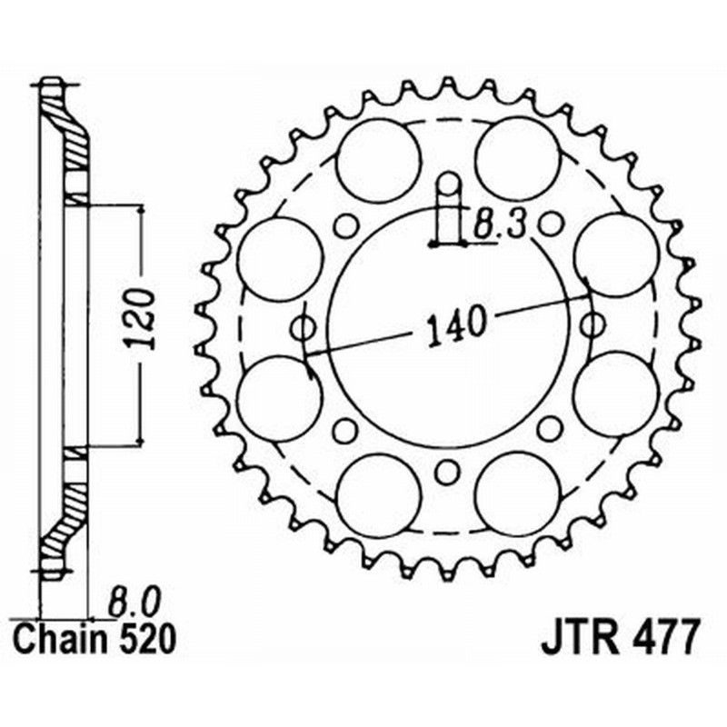 Rear Sprocket Jt 477 z43 for KAWASAKI KLR 600 84-90 Crowns JT