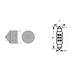 Blister 2 Led Bulb 12V SV8,5 Light bulbs OKYAMI
