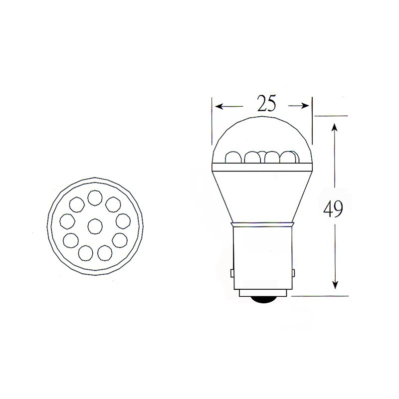 Blister 2 Lamp.Led 12V BA15SS25 Rossa Lampadine OKYAMI