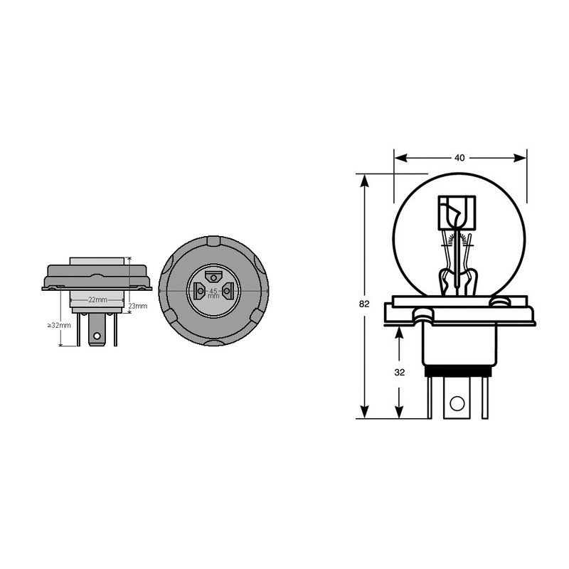 Scatola 10PZ Lamp.Bilux 6V45/40W P45T Lampadine OKYAMI