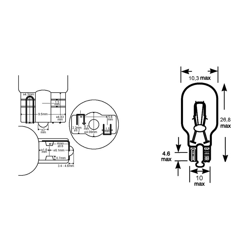 Scatola 10PZ Lamp.Tv.12V 5WT10 Blu Lampadine OKYAMI