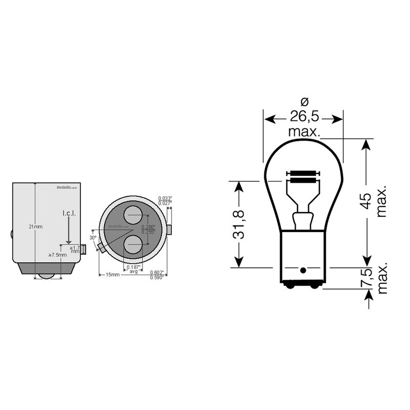 Osram Bulb 12V 21/4W BAZ15d Light bulbs OSRAM