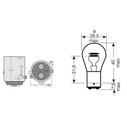 Lampada Osram 12V 21/4W BAZ15d Lampadine OSRAM